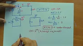 Example of source free series RLC circuit and calculation of i(t) ||underdamped||