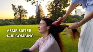 ASMR Slowing down from busy Tokyo Life with Hair combing in Nature