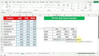 BYCOL New excel function in Ms excel Office 365