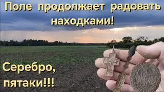 Продолжаем выбивать поле, много интересных находок + серебро!!! коп, лето 2024