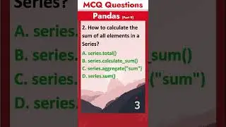 Part 9 - Pandas MCQ Questions | Data Science MCQ Questions