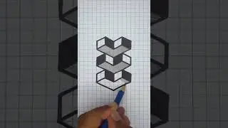 How to Draw 3D Heart on Graph Paper