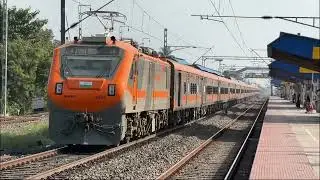 Dangerous WAP5😱😱😱 AMRIT BHARAT+ SAMARSATA+Poorva+Rajdhani  attacks Madhusudanpur at 130kph - I R