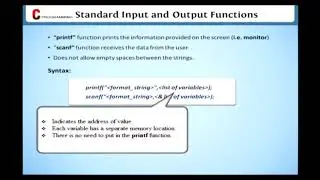 Standard Input and Output Put Functions || Learn C Programming || Learning C Language