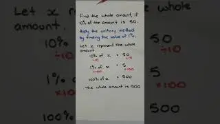 How use the unitary method to solve worded percentage problem (with example)