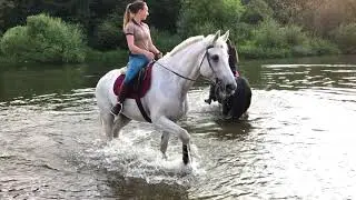 Бумер первый раз зашел в воду.