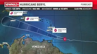 Tracking Hurricane Beryl (6/30/24)| 5 p.m update