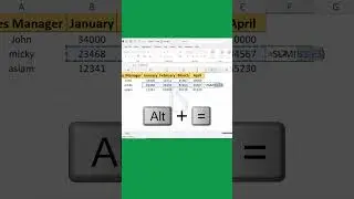 Add Numbers through Keyboard Shortcut Key | Alt + = 