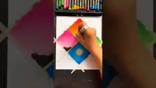 Crayons Seasons Painting | Easy Crayon Painting | Canvas Painting for beginners | #5minute #shorts