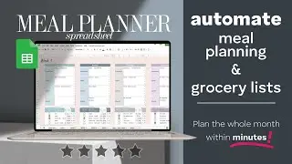 Weekly Meal Planner Spreadsheet Template • with Automated Shopping List! (plan meals within minutes)