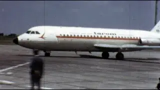 Bucharest airport 1974 - Flight from Athens, Romania (silent color 8mm film)
