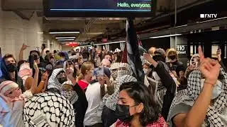 Columbia University Students FLOOD SUBWAY, chant 