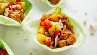 Thai Mango Cabbage Wraps with Crispy Tofu and Peanut Sauce