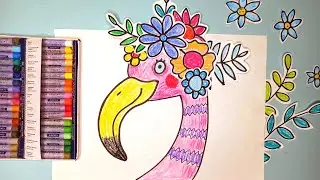 Рисуем фламинго в веночке 🦩🌸