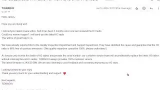 I Received the Following Email from TIDRADIO and it's a Surprisingly Good Response to Jim Heath W6LG