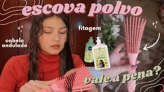 Fiz FITAGEM com a ESCOVA POLVO no meu cabelo ondulado | finalização com escova polvo (vale a pena?)