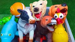 Animals for toddlers Lot of Animal toys Cow Polar Bear Dog Chicken Cow