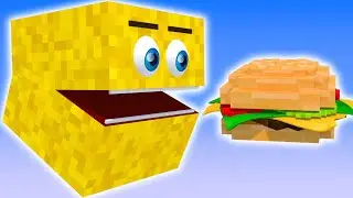 Pacman in Minecraft finds Golden Apple and Burger, Meets Pig and Dog