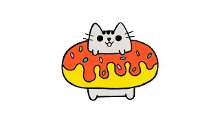 Как нарисовать котёнка в пончике