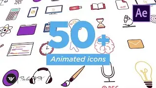 52 Education and e learning icons Free After Effects Template