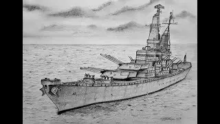 How to Draw a WWII Battleship (USS Missouri)