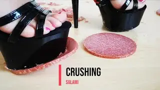 Stepping on salami with high heels 