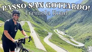 🇨🇭Cycling St. Gotthard Pass - 200 yr old cobblestone Tremola Rd - 24  hairpins climb 1000ft in 4km🇨🇭