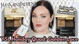 New YSL Mini Couture Holiday Quad in Golden Lace | In Depth Swatches & Look!