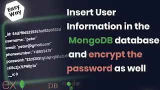 How to Insert Data in the MongoDB Database and encrypt the password as well | Expressjs, and MongoDB