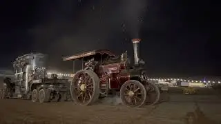 Burrell traction engine pulling the big load at Great Dorset steam fair sparks flying !