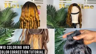 How to bleach-dye-color wig at home & wig color Correction tutorial i used 2 different color methods