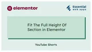 Set Full View Height For Section in Elementor - How To Use Elementor To Set Full View Height #Shorts