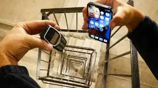 Dropping an iPhone 13 Pro vs Nokia 3310 Down Spiral Staircase 20 Stories - Will it Survive?