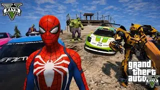 Örümcek Adam güçlü arabalar ile dağ parkur tehlikeli yollarda!😲 (GTA 5 mods)