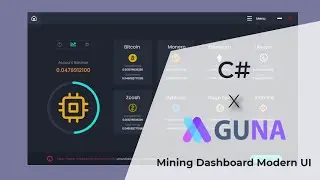 C# Modern UI Winform - Cryptocurrency Mining Dashboard - Guna UI Framework - Visual Studio .Net