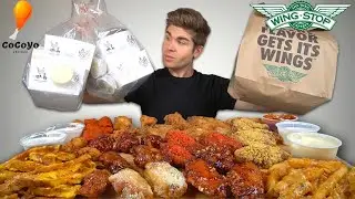 WINGSTOP vs Korean Fried Chicken Mukbang! Boneless & Bone-In Wings, Voodoo Fries + Kimchi Fries +