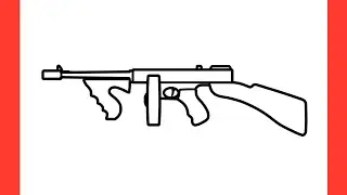 How to draw a THOMPSON submachine gun / drawing Tommy gun step by step