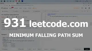 Разбор задачи 931 leetcode.com Minimum Falling Path Sum