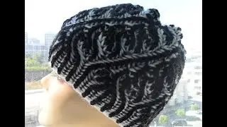 Шапка спицами Бриошь часть1 (brioche hat) (Шапка #11)