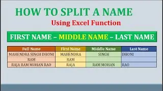 How to Split Names in Excel || Data Learning HUB