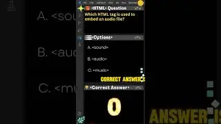 HTML Quiz 25: Which HTML tag is used to embed an audio file? #html #css #coding #shorts