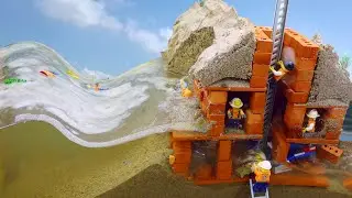 Lego Mine Flood Disaster - Tsunami Dam Breach Experiment - LEGO Natural Disaster