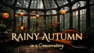 Rainy Autumnal Day in a Conservatory Ambience and Music 🍂 | cozy autumn atmosphere 