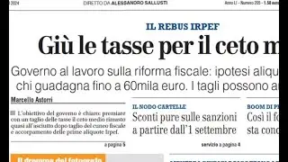 RASSEGNA STAMPA 29 AGOSTO 2024 QUOTIDIANI NAZIONALI ITALIANI  PRIME PAGINE DEI GIORNALI DI OGGI