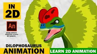 Dinosaur Animation|How To Create 2d Dinosaur Animation In Adobe Animate| Dilophosaurus Animation