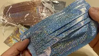 3 Ply, 50 Pcs, Sparkly Disposable Face Masks with Fashion Design Glitter Printed Face Masks