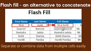 Flash Fill in excel | Mahical formula flash fill | how to separate data in excel improve efficiency