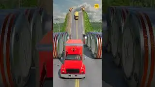 Cargo van & School Bus vs Hydraulic Crush - BeamNG.Drive
