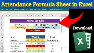 Attendance Formula Sheet in Excel (Overtime, Leave, Half Day, Present, Absent)