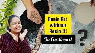 RESIN ART WITHOUT RESIN?! Resin Art Tutorial for Beginners | Resin Art on Cardboard | DIY Wall Decor